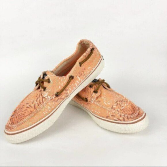 Sperry | Bahama Fish Circle Peach Boat Shoe Size 7.5 - Picture 4 of 8